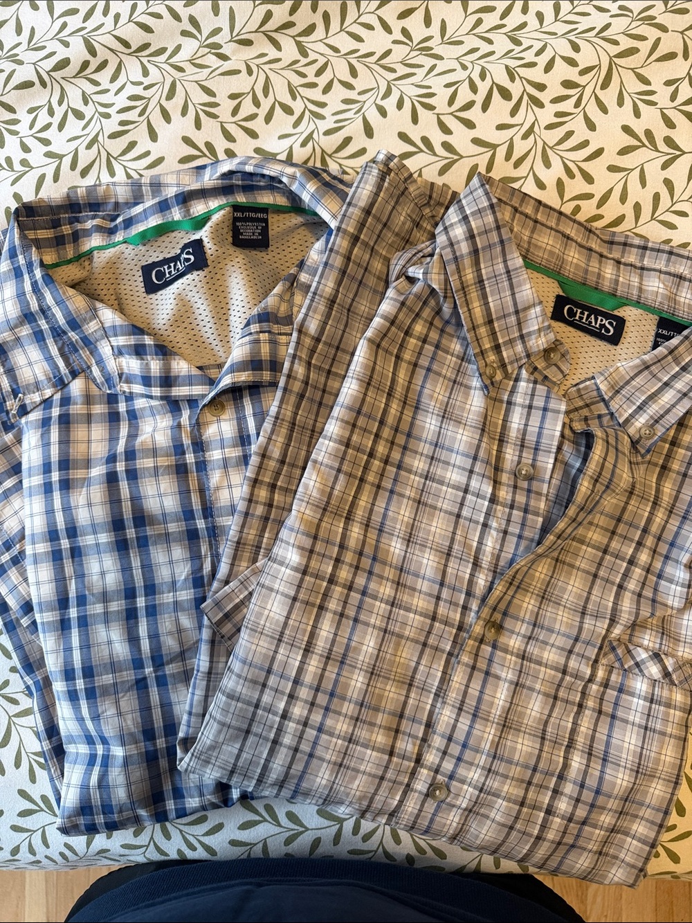 Chaps Men’s Blue & Khaki Plaid Button-Down Shirt Pair
